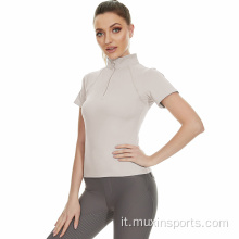 Tops equestri a maniche corte grigio rosa Donne